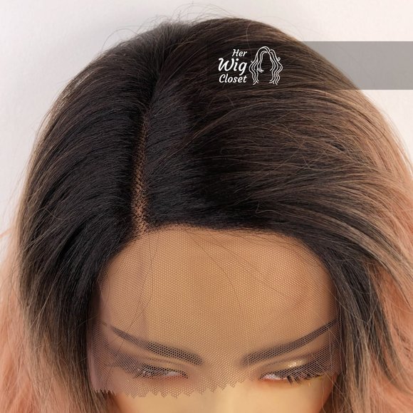 Rose Pink Ombre Wavy Lace Wig 12" | Aster - Picture 4 of 6